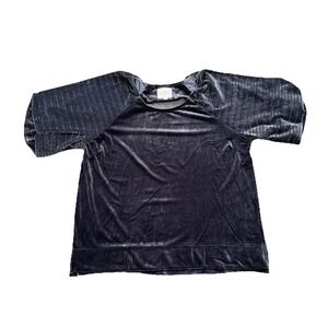 Umgee EST. 2001 Women's Black Velvet Top Blouse Short Sleeve Boho Chic Size M